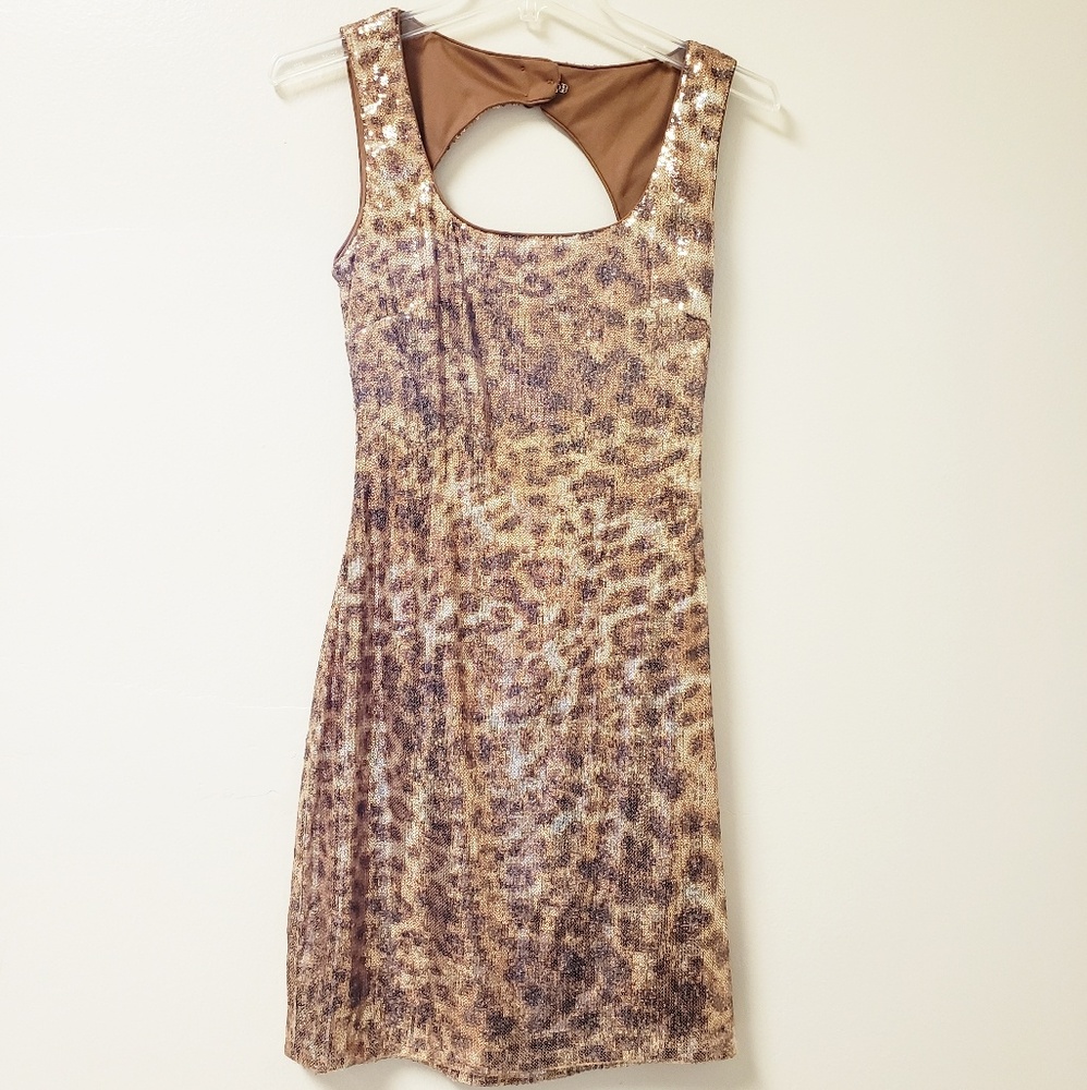 CACHE GOLD SEQUIN DRESS